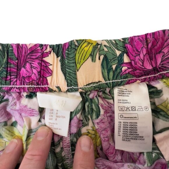 NWOT H&M Tropical Floral lounge work Pants sz 8 - Picture 4 of 14